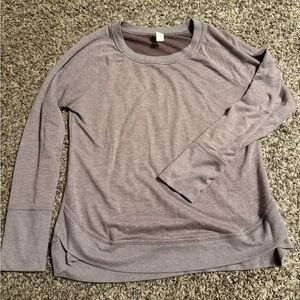Balance Collection Heathered Gray/purple Long Sleeve Top